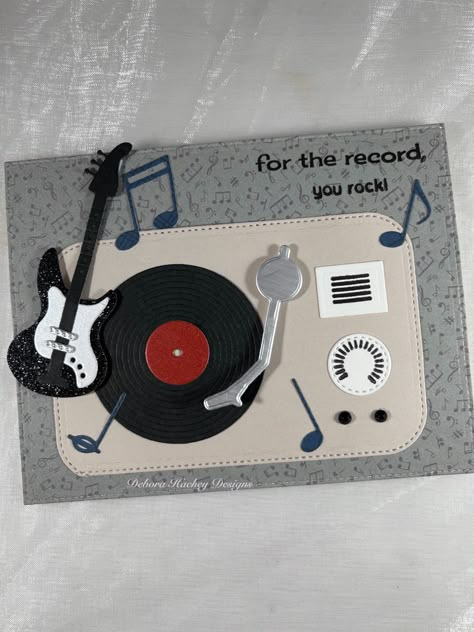 Birthday Cards Music, Music Related Birthday Cards, Record Player Valentine Card, Vinyl Record Birthday Cards, Birthday Card Music Theme, Cricut Birthday Cards, Sugarpea Designs, Cricut Birthday, Birthday Card Design