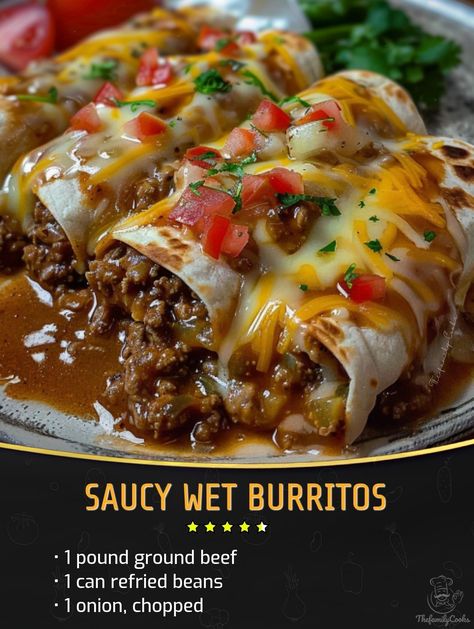 Wet Burrito, Burritos Recipe, Tacos And Burritos, Salad Pasta, Seafood Salad, Hispanic Food, Mexican Food Recipes Easy, Homemade Beef, Beef Recipes Easy