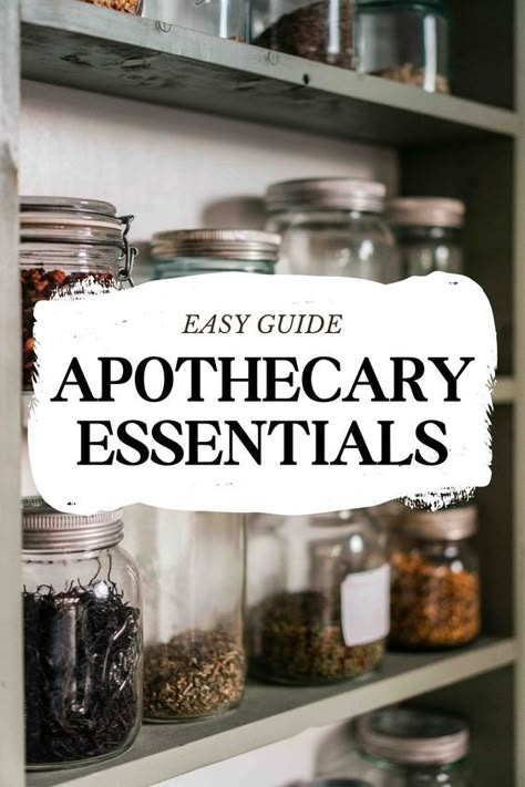 Explore the essential tools and ingredients you need to build your at-home apothecary, including jars, essential oils, natural and organic resources. Herbalist Home Decor, How To Start An Apothecary, Apothecary Must Haves, Apothecary Store Ideas, Apothecary Room Ideas, At Home Apothecary, Apothecary For Beginners, Home Apothecary Ideas, Japanese Apothecary