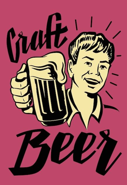 Retro beer guy | Premium Vector #Freepik #vector #men #sign #hand #vintage Beer Illustration, Retro Illustrations, Man Vector, Retro Illustration, Craft Beer, Premium Vector, High Quality Images, Graphic Resources, Vector Illustration