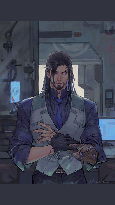 Mafia Character Design Male, Modern Male Character Art, Hot Male Character Art, Older Anime Man, Genji Hanzo, Cyberpunk Character Design, Cyberpunk Male, Overwatch Hanzo, Cyberpunk Rpg