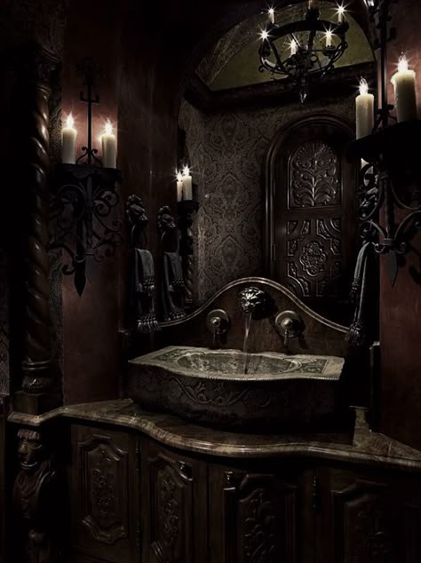 Vampire House, Gothic Bathroom, Goth Houses, Gothic Mansion, Gothic Interior, Victorian Vampire, Dark Castle, Gothic Castle, Kitchen Ideas Dark