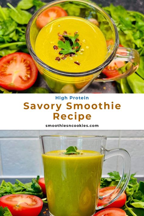 Savory Smoothie Recipe Tomato Smoothie Recipes, Smoothie High Protein, Tomato Smoothie, Chocolate Smoothie Recipes, Hospital Food, Meal Replacement Drinks, Sweet Smoothies, Kale Smoothie, Smoothie Healthy