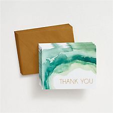 Emerald with Foil Thank You Notes Diy Watercolor Cards, Watercolor Greeting Cards, Thank You Note Cards, Diy Stationery, Green Watercolor, Paper Source, Watercolor Cards, Thank You Notes, Stationery Set