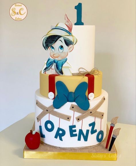 Pinocchio Birthday Cake, Pinocchio 1st Birthday, Pinnochio Birthday Party, Pinocchio Birthday Party Ideas, Pinocchio Party Ideas, Pinocchio Birthday Party, Pinocchio Cake, Red Velvet Cake Decoration, Barnyard Cake