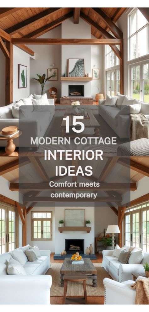 modern cottage interior design Old Cottage Modern Interior, Organic Cottage Interior, Small Cottage Ideas Interior, Modern Cottage Design Interior, Modern Country Cottage Interiors, Cottage Furniture Ideas, Cozy Cottage Interiors Small Houses, Craftsman Cottage Interiors, Modern Cottage Homes Interiors