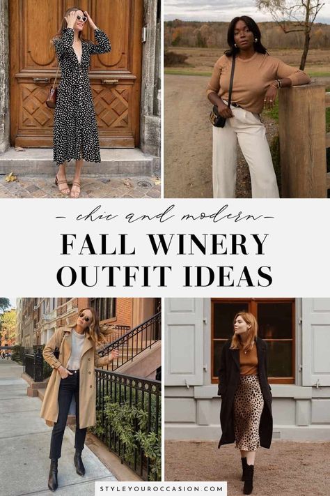 Outfits To Wear To A Winery Fall, Fall Beer Festival Outfit, Wine Tasting Outfit Fall 2022, Call Winery Outfit, Napa Valley Outfit Fall What To Wear, Winery Tour Outfit Fall, Fall Outdoor Event Outfit, Winery Dinner Outfit, Vineyard Fall Outfits