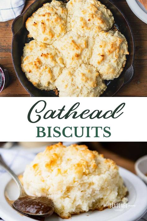 A staple in Appalachian cuisine and now popular throughout the South, cathead biscuits are an easier, larger, more rustic version of the traditional buttermilk biscuit. There's no need to roll or cut the dough -- just pinch off portions, drop them in a skillet, and pop them in the oven! Cathead Biscuits, Sawmill Gravy, Buttermilk Drop Biscuits, Appalachian Recipes, Dutch Oven Beef, Mountain People, Buttermilk Biscuit, Homemade Apple Butter, Drop Biscuits