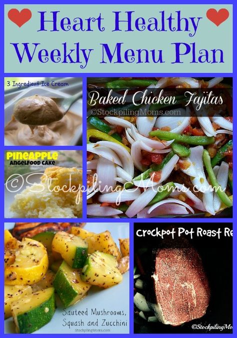 Heart Healthy Dinner, Healthy Menu Plan, Heart Healthy Food, Heart Healthy Snacks, Heart Healthy Meals, Heart Healthy Recipes Low Sodium, Snack Sani, Recipes Low Sodium, Weekly Menu Plan