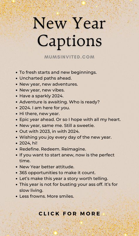 Our list of 90+ happy New Year captions has creative greetings for friends, family, your boyfriend/girlfriend. Find witty, aesthetic Instagram quotes, cool statuses, and positive sayings to welcome 2024 with flair. Spread good vibes on social media with these funny and inspiring New Year’s Instagram caption ideas! Caption for new year post. Newyear captions. Happy new year instagram post. New year insta captions. New year instagram story. New year captions instagram funny. New year ig caption. New Year Funny Notes For Instagram, New Year Notes Ideas For Instagram, New Year Ig Notes, Happy New Year Dog Quotes, Happy New Year Business Post, New Year Business Post, New Years Social Media Post Ideas, New Year Notes For Instagram, New Years Eve Captions For Instagram