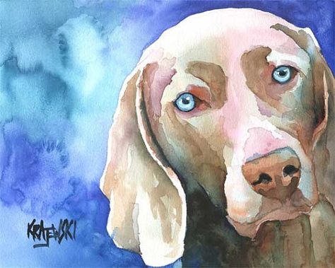 Weimaraner by Ron Krajewski #Dog Lovin' http://www.bellabellavita.com/2013/05/dog-lovin-dog-pop-art-on-etsy.html Dog Art Illustration, Gray Ghost, Portrait Quilts, Watercolor Dogs, Weimaraner Dogs, 강아지 그림, Watercolor Pet Portraits, Dog Dad Gifts, Painting Easy