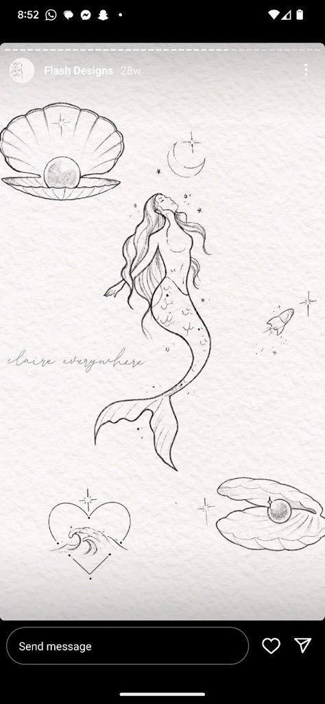 2 Mermaids Tattoo, Water Theme Tattoo, Fine Line Mermaid Tattoo, Minimalist Mermaid Tattoo, Mermaid Arm Tattoo, Water Themed Tattoos, Ocean Theme Tattoo, Simple Mermaid Tattoo, Mermaid Line Art