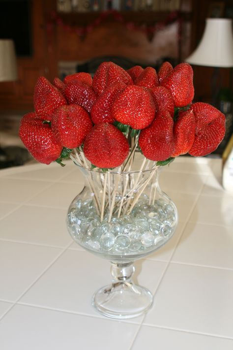 The Bachelor Finale Party - Easy strawberry rose bouquet!  Don't forget to put chocolate dipping sauce out beside it! #BachelorFinale #StrawberryBouquet Bachelor Finale Party Food, The Bachelor Watch Party Ideas, The Final Rose Bachelorette Party, Bachelor Watch Party Food, The Bachelor Themed Party, Strawberry Rose Bouquet, Bachelor Bracket, Strawberry Centerpiece, Bachelor Party Food