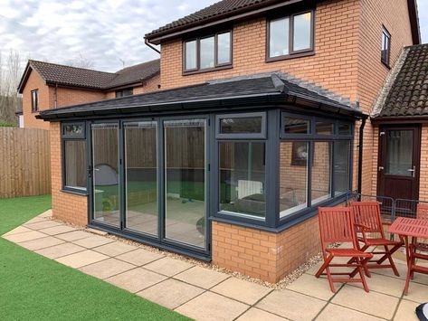 Tiled Conservatory Roof Gallery Solid Roof Conservatory Ideas, Conservatory Roof Ideas, Grey Conservatory, Building Styles, Conservatory Interior, Conservatory Ideas, Conservatory Design, Extension Plans, Garden Room Extensions