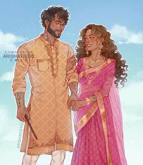 Desi Harry Potter Fan Art, Indian Harry Potter Fanart, Harry Potter Indian, Desi Harry Potter, Indian Harry Potter, Harry X Hermione, Hermione Fan Art, Harmony Harry Potter, Harry Potter Cursed Child