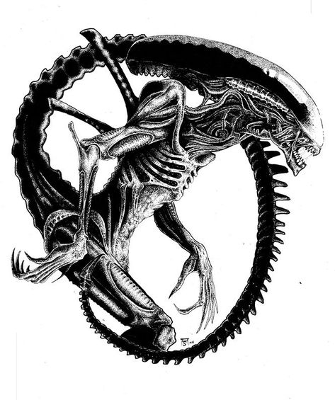 Alien Xenomorph Tattoo, Alien Tattoo Xenomorph, Hr Giger Alien, Xenomorph Tattoo, Tattoo Alien, Hr Giger Art, Giger Alien, Alien Xenomorph, Giger Art