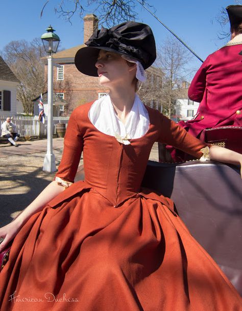 The Versatile 18th Century Market Hat ~ American Duchess 18th Century Colonial Dress, 18th Century Day Dress, Colonial Dress American, Colonial Williamsburg Costumes, 18th Century Dress Simple, 1780s Dress, 1770s Fashion, 18th Century Dresses, 18th Century Gown