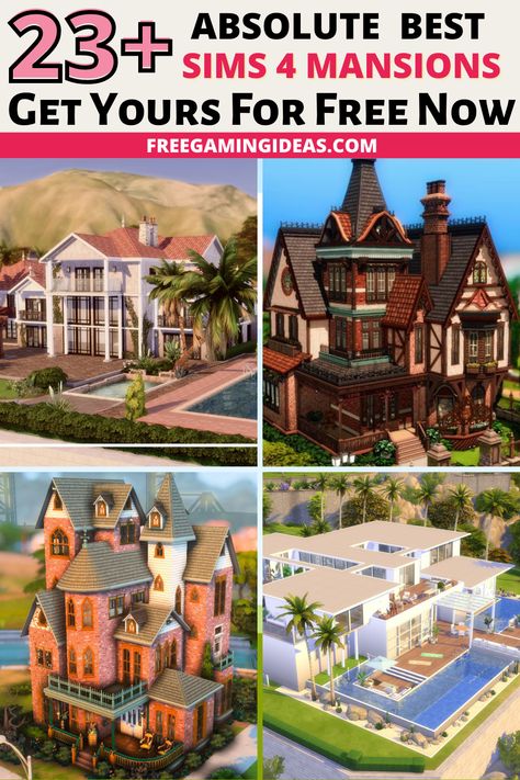 sims 4 mansion Celebrity Mansions Sims 4, Sims 4 Millionaire Mansion, Sims 4 Lots Base Game, Sims 4 Mansion, Sims 4 Family House, Millionaire Mansion, Modern Mansions, Sims 4 Houses Layout, Modern Family House