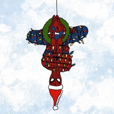 Merry Christmas Spiderman, Spiderman Christmas Drawing, Spider-man Christmas, Christmas Wallpaper Spiderman, Spider Man Christmas Wallpaper, Spider Man Christmas, Marvel Christmas, Spiderman Christmas, Spiderman Painting