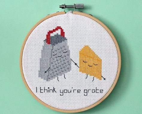 Cheese Modern Counted Cross Stitch Pattern Instant - Etsy New Zealand Cheese Design, Kawaii Cross Stitch, Types Of Stitches, Dmc Embroidery Floss, Quick Stitch, Cheese Grater, French Knot, Counted Cross Stitch Kits, Pdf Patterns