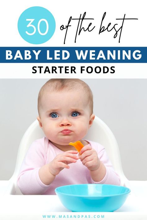 Baby led weaning can seem overwhelming, but we've broken it down for you so you know the 30 best first foods to serve when your baby or toddler is starting on solids. Check out the blog post for what age is best to start BLW, and get a complete list of the best vegetables, fruits, meats and fish, and grains and carbs for your child as well as tips for how to cook and serve them. #babyledweaning #firstfoods #babyweaningtips #startingsolids #babytips Weaning Guide, Spoon Feeding, Baby Led Weaning First Foods, Baby Led Weaning Recipes, Weaning Recipes, Introducing Solids, Newborn Hacks, 6 Month Old Baby, Baby Weaning