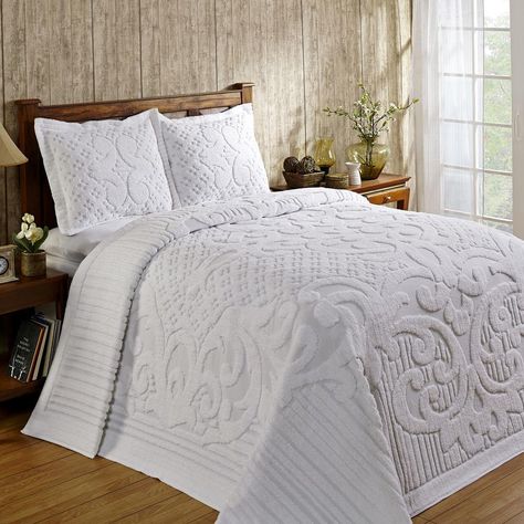 White Bedspreads, Twin Bedspreads, Queen Bedspread, Bedroom Interiors, Led Wand, Chenille Bedspread, Cotton Bedspread, Bedspread Set, Bedding Stores