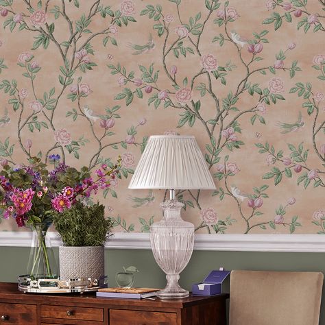 Shop Laura Ashley Eglantine Blush Wallpaper | Burke Decor Laura Ashley Lighting, Floral Pattern Wallpaper, Blush Wallpaper, Chinoiserie Style, Graham & Brown, Wallpaper Direct, Accent Wallpaper, Burke Decor, Designers Guild