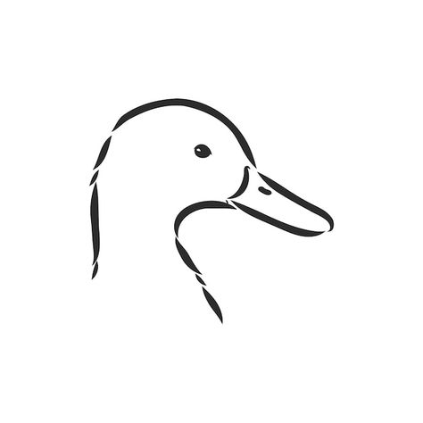 Vector hand drawn duck animal vector ill... | Premium Vector #Freepik #vector #goose #duck-logo #bird-sketch #beak Duck Head Drawing, Duck Outline, Duck Vector, Goose Drawing, Animal Vector Illustration, Logo Bird, Duck Drawing, Duck Logo, Animal Vector