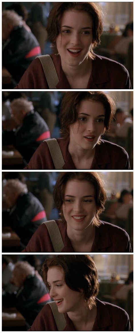 Winona Ryder as Lelaina in Reality Bites (1994) Winona Ryder Tomboy, Wyona Rider 90s Hair, Reality Bites Winona Ryder, Young Winona Ryder Short Hair, Winona Ryder Reality Bites, Winona Ryder 90s Short Hair, 90s Winona Ryder, Winona Ryder Short Hair, Winona Ryder Hair