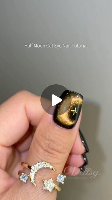 Vettsy on Instagram: "🌙 Trending Moon Cat Eye Nails Tutorial. Save Now 🙌  🛒Products Used: ✨Aurora Cat Eye Gel-CE13 ✨ Nail Art Stickers-Bohemian  👉 Shop the same nail supplies via my bio or visit vettsy.com  Follow @vettsystore & @vettsynails for more nail inspiration 🧚‍♀️  👭Tag friends who would like this👭  #vettsynails #nailsathome #cateyenails #magneticnails #nailart #cateyenailart #naildesign #moonnails #galaxynails #nailinspo #nailtutorial" Galaxy Nails Tutorial, Gel Manicure Designs, Cat Eye Nail, Galaxy Nail Art, Moon Galaxy, Galaxy Cat, Moon Nails, Nail Trend, Eye Nails