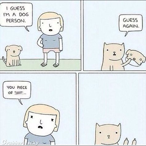 I guess I'm a dog person. Poorly Drawn Lines, The Awkward Yeti, 4 Panel Life, Funny Animal Comics, Animal Comics, Cat Humor, Dog People, Cat People, Cat Person