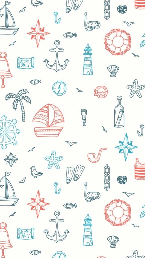 Nautical Nautical Iphone Wallpaper, Nautical Background, Anchor Wallpaper, Nautical Elements, Deco Marine, Nautical Prints, Nautical Wallpaper, Nautical Pattern, Kids Prints