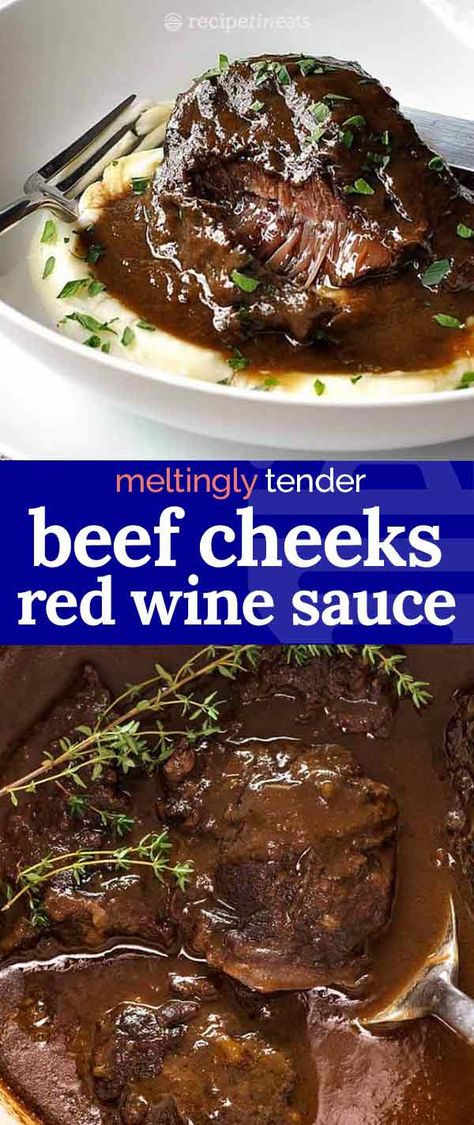 Braised Beef In Red Wine Sauce, Slow Cooker Beef Cheeks In Red Wine, Beef In Red Wine Sauce, Best Beef Cheek Recipe, Recipe Tin Eats Recipes Beef, Beef In Wine Sauce, Instant Pot Beef Cheeks Recipe, Beef In Red Wine Slow Cooker, Slow Cooked Meat Recipes