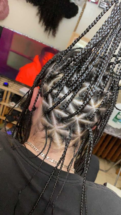 Triangle Parts Braids Men, Triangle Braids Men, Men Single Braids, Triangle Box Braids Men, Men Knotless Braids, Men Plaits Hairstyles, Individual Braids Men, Single Braids Men, Single Braids For Men