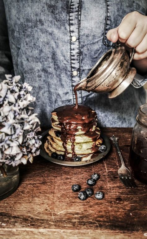 blueberry lavender scotch pancakes with earl grey fudge sauce Twigg Studios, Scotch Pancakes, Blueberry Lavender, Tea Lavender, Early Grey, Crepes And Waffles, Blueberry Pancakes, Fudge Sauce, Savory Breakfast