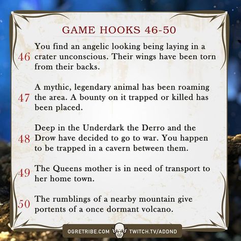 Game Hooks, Game Hook, Dnd Stories, Dnd Campaign, Dungeon Master's Guide, Campaign Planning, Dnd 5e Homebrew, Rp Ideas, Dungeons And Dragons Game