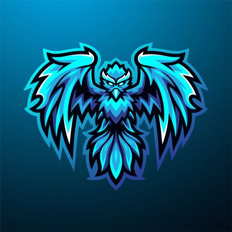 Blue phoenix esport mascot logo Premium ... | Premium Vector #Freepik #vector #logo #blue #character #cartoon Mascot Logo, Premium Vector, Phoenix, Blue, Black, Logos