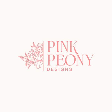 Peony Graphic Design, Feminine Logo Design Inspiration, Pink Logo Ideas, Logo Girly Design, Peony Logo Design, Pink Logo Aesthetic, Girly Logo Design Ideas, Pretty Branding, Rose Branding