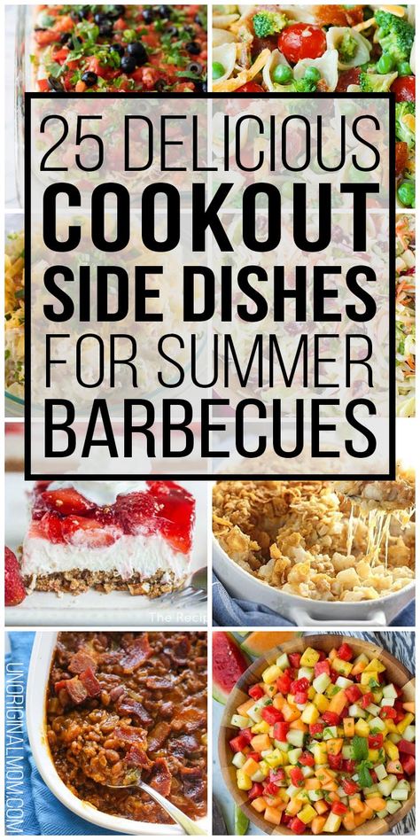 Delicious and easy cookout side dishes to take to a summer barbecue. Perfect for potlucks or backyard entertaining! #summer #cookouts #sidedishes #potlucks #barbecue Side Dishes For Summer, Easy Cookout Side Dishes, Cookout Dishes, Cookout Menu, Grilling Chicken, Grilled Side Dishes, Cookout Sides, Barbecue Sides, Barbecue Side Dishes