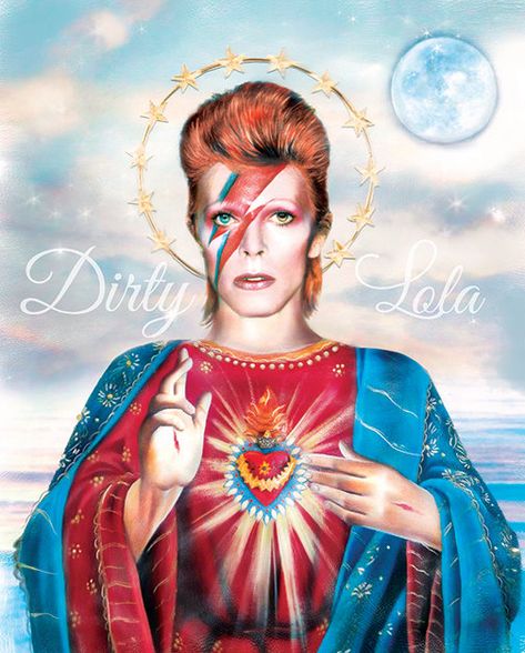 Saint David Bowie Art Print Illustration Portrait by DirtyLola David Bowie Art Print, David Bowie Wallpaper, David Bowie Art, Saint David, Bowie Art, Aladdin Sane, Goblin King, Major Tom, Ziggy Stardust