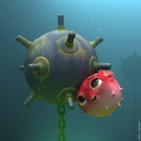 Pin 1. | DeviantArt on Twitter: "Q: What did the pufferfish say to the underwater explosive? A: Would you sea mine? “Mine” by veprikov: #DigitalArt #DadJokes #Pufferfish… | Asia/Taipei: Oct. 22, 2018 17:36:03 Nikita Veprikov, Newest Memes, Art Et Illustration, Top Chef, Cute Animal Drawings, Cute Creatures, Whimsical Art, For Today, Fantasy Creatures