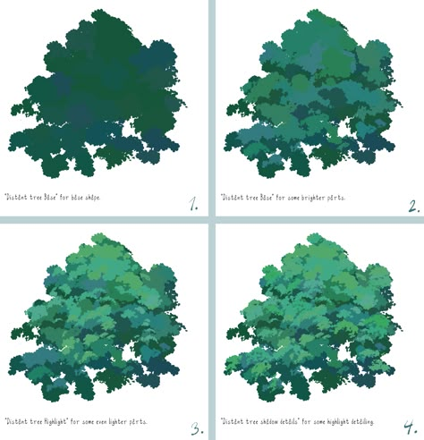 Tree/Bush set 02 - CLIP STUDIO ASSETS Forest Drawing Tutorial, Tree Tutorial Painting, How To Draw Bushes, Drawing Bushes, Studio Ghibli Tree, Bushes Drawing, Trees Tutorial Digital, Draw Bushes, Bush Reference