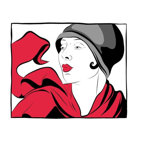 Woman with red scarf by - Tamara de Lempicka - design available to be tattooed in the future #tamaradelempicka #lempicka... Illustration Tattoo, Stick N Poke Tattoo, Hand Poked Tattoo, Art Deco Lady, Hand Poke, Stick And Poke, Free Tattoo, Red Scarf, Red Scarves