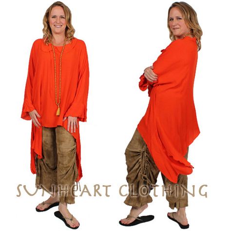 $45 FINAL SALE SunHeart Clothing LAGENLOOK Tunic FESTIVAL by SUNHEARTCLOTHING Hippie Chic Fashion, Lagenlook Clothing, Goddess Outfit, Lagenlook Style, Boho Hippie Chic, Alternative Style, Festival Clothing, Upcycled Clothing, Boho Tunics