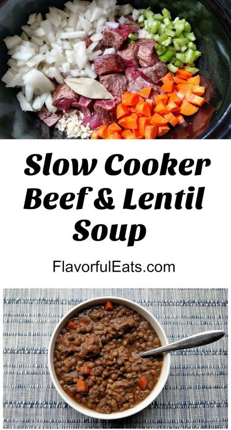 Slow Cooker Beef & Lentil Soup Lentil Crockpot, Beef And Lentil Soup, Beef Lentil Stew, Beef Lentil Soup, Beef And Lentil, Healthy Hearty Soup, Soup Lentil, Piri Piri Sauce, Slow Cooker Lentils