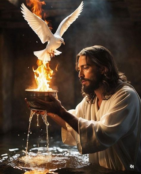 Jesus Baptised, Holly Spirit, Jesus Love Images, Jesus Artwork, Jesus Christ Artwork, Pictures Of Christ, Heaven Art, Jesus And Mary Pictures, Jesus Christ Art