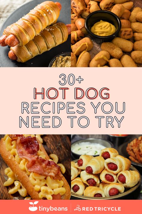 31 Hot Dog Recipes You Need to Try Unique Hot Dog Recipes, Hot Dog Ideas, Hot Dog Recipes Creative, Hot Dog Spaghetti, Unique Hot Dogs, Air Fryer Hot Dogs, Veggie Hot Dog, Pretzel Dogs, Vegan Hot Dog