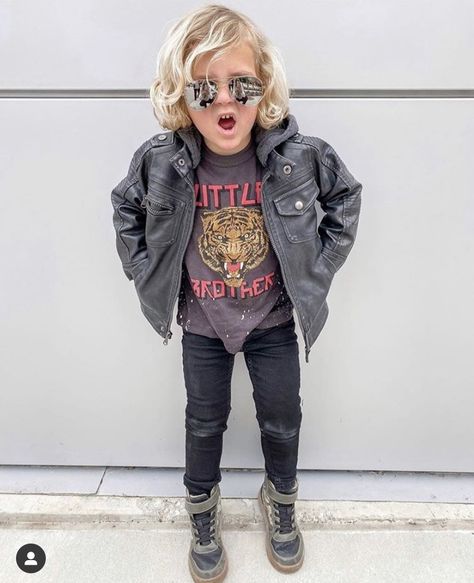 Rocker Aesthetic, Grunge Kids, Rock Baby Clothes, Punk Boy, Look Rock, Rock Baby, Kids Fashion Boy, Boy Fashion