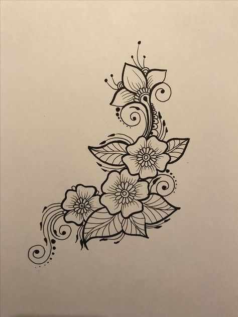 Drawing Flowers Ideas, Tato Mandala, Ideas For Flowers, Diy Collage, Design Doodles, Henna Drawings, Tato Henna, Drawing Doodles, Zen Tangles