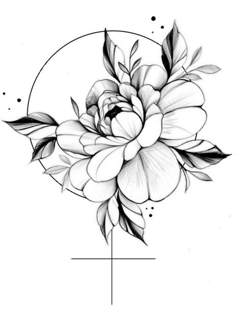 Peonies And Mandala Tattoo, Wolf Tattoo Traditional, Dainty Tattoo, Flower Tattoo Drawings, Tattoo Expo, Flower Outline, Floral Tattoo Design, Diy Tattoo, Desenho Tattoo